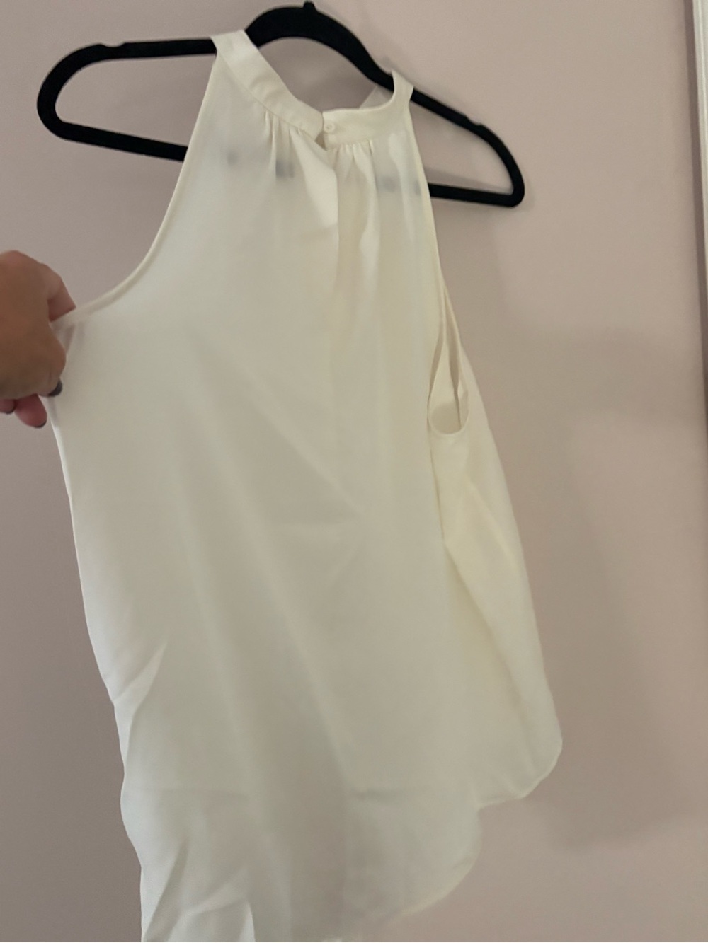 Halara Sleeveless High Neck Blouse Top NWT Size XL Ivory Flowy Workwear - Picture 3 of 5